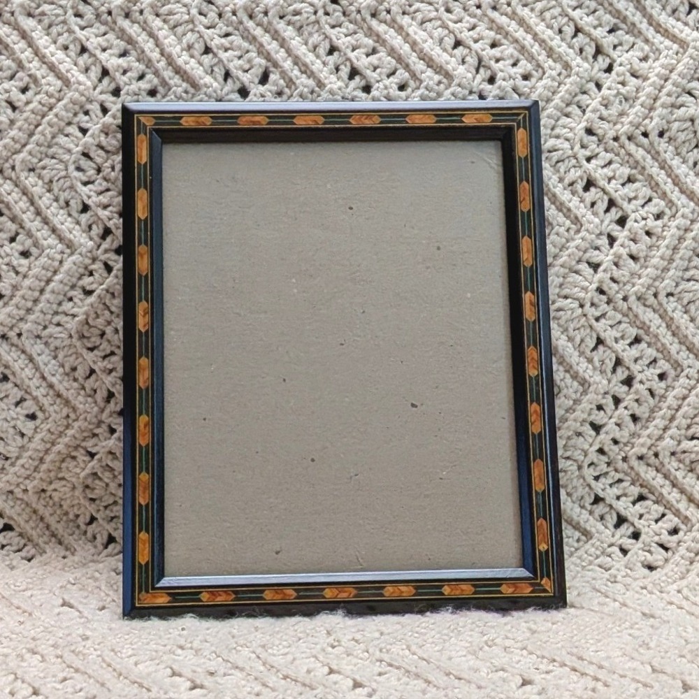 Handcrafted Wood Marquetry Inlay Picture Frame 8x10 Black Espresso Arrow Design
